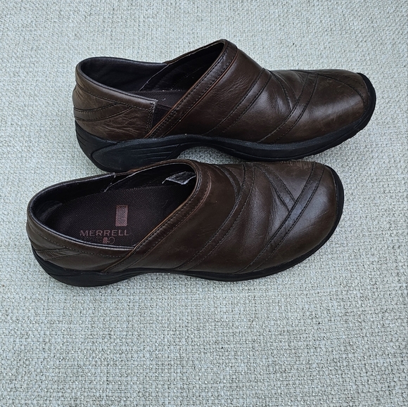 Merrell Brown Leather Comfort Shoes, Casual Loafers, Stretch Side Size 9 - Picture 6 of 10